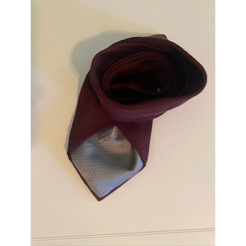 T.K.S. for Nordstrom Mens Burgundy Silk Wavy Textured Weave Necktie Neck Tie